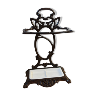 Umbrella holder Art Nouveau 1900 enamelled brown cast Catirone France