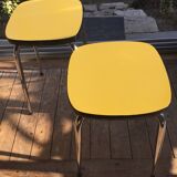 Duo of vintage formica mustard yellow stools