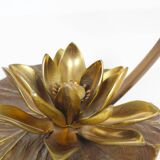 Stunning solid bronze 'Lily' table lamp signed by Maison Charles