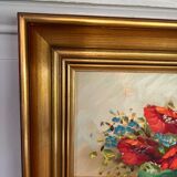 Oil on canvas - bouquets in red tones