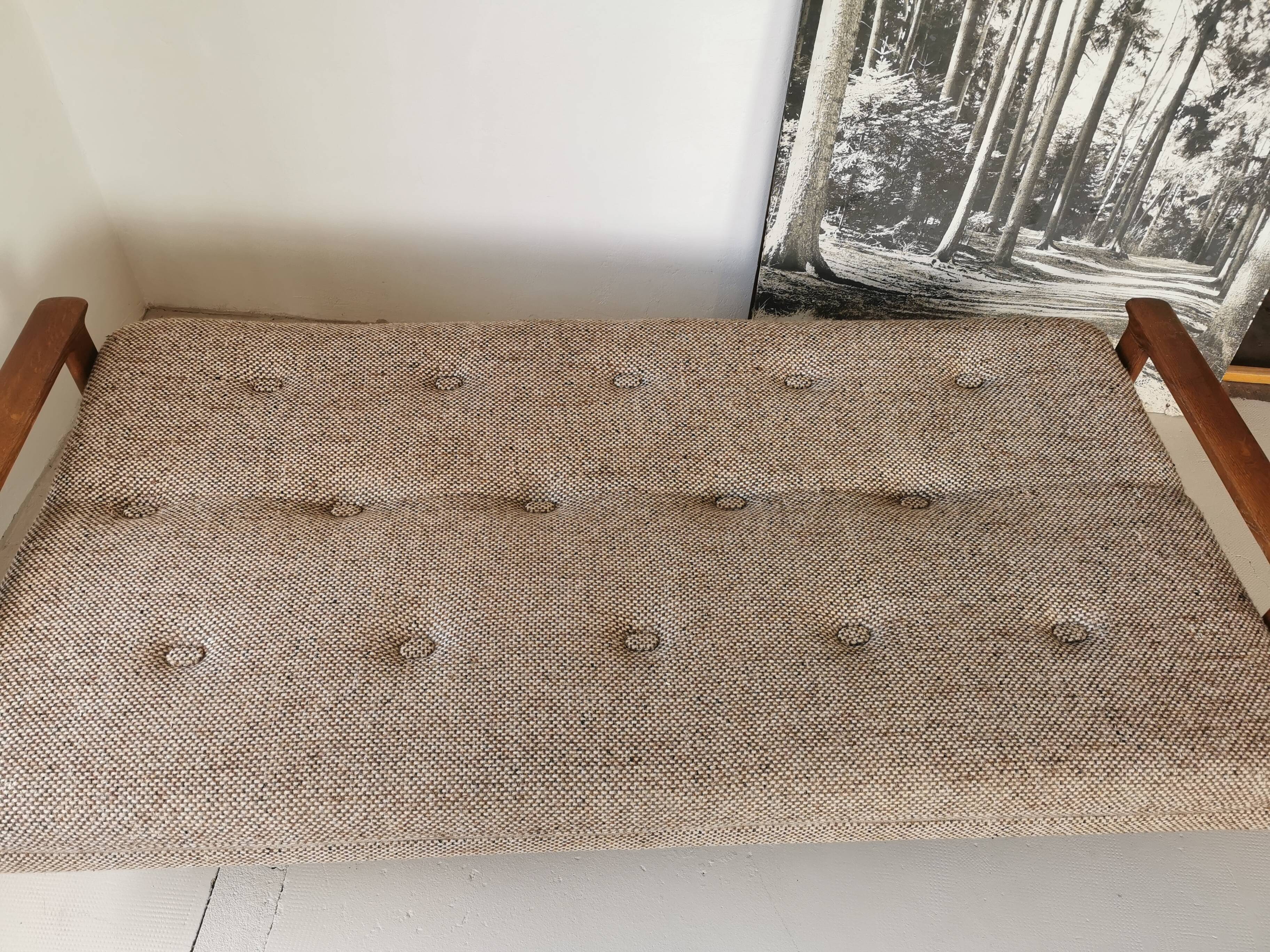 Banquette day bed en chêne design 1970