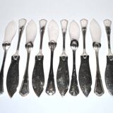 Set of 10 ercuis fish knives in silver metal, victoria spatours model