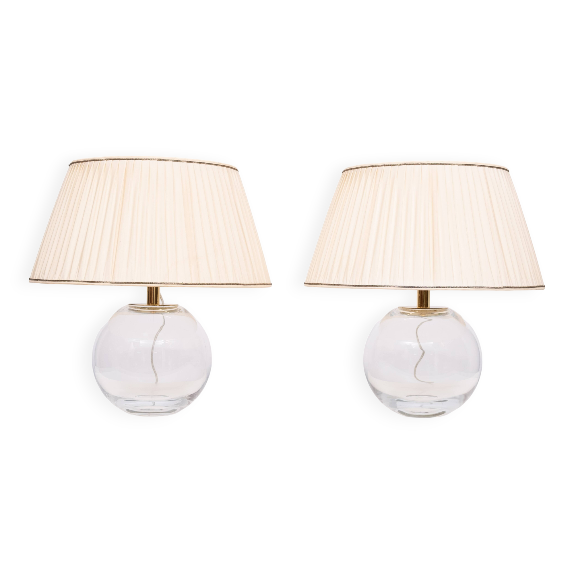 Set Glass ball table lamps 1970s France