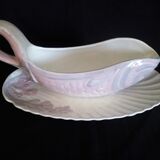 Old Fish Service for 12 pers. in Longwy ceramic, Copenhagen model, 1890s - 1939