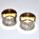 Set of 2 antique napkin rings in 800 Solid SILVER - monogrammed ring