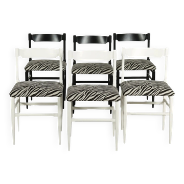 Chaises vintage Jungle Collection en velours et bois, Italie, années 1950-1960
