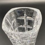 Glass vase, soliflore type, with square patterns