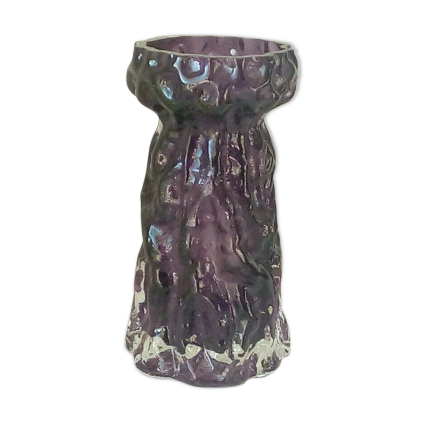 Vase à jacinthe en verre effet gaufre 20 eme