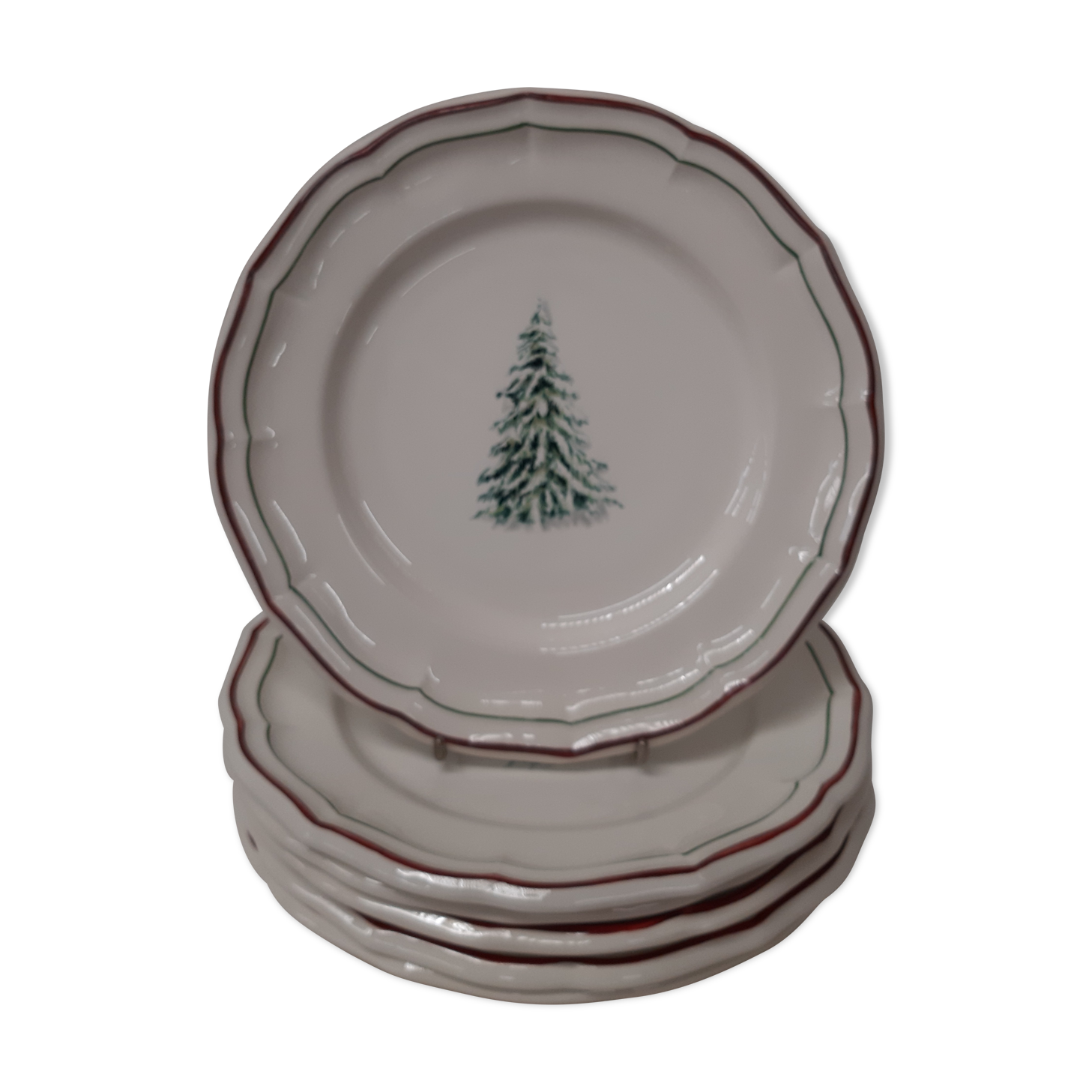 Set of 6 plates dessert christmas fillets