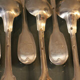 Set of 12 large spoons model silver net Old man 19th coat of arms comtal crown