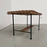 Woven wicker and metal coffee table 1960