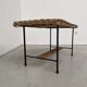 Table basse osier tressé et métal 1960