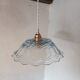 Vintage pendant light in blue chiseled glass