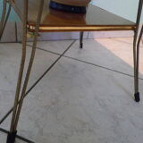 Formica side shelf, 2 shelves, gold metal - 60s