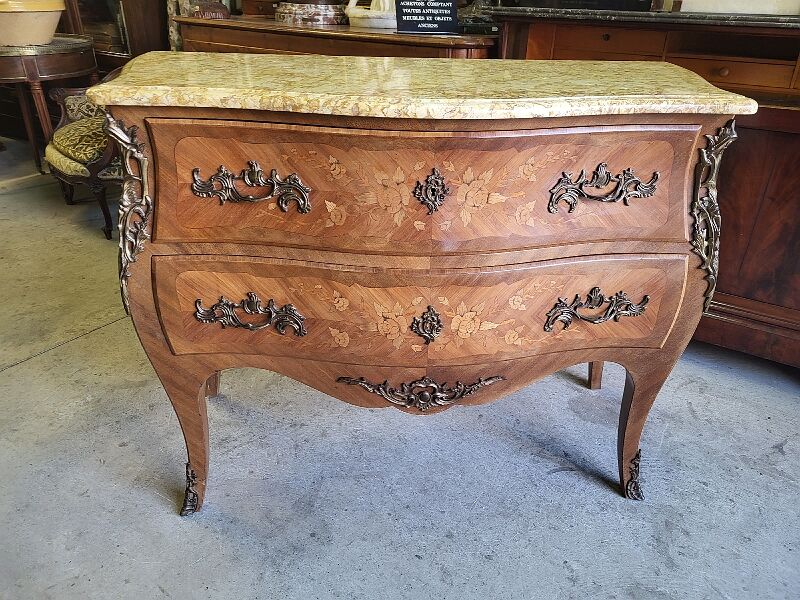 2 rosewood drawer chest of drawers with marble top