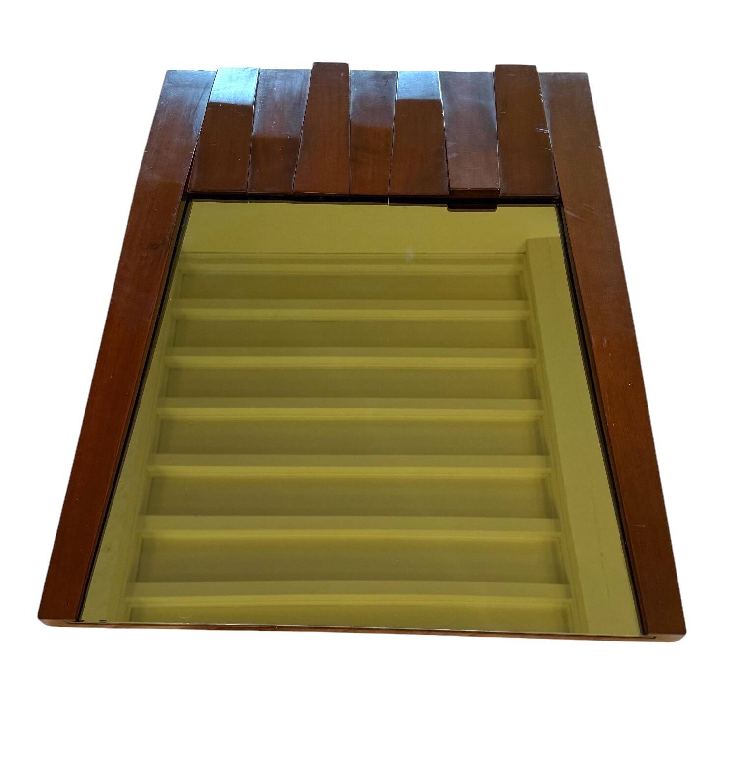 Luciano Frigerio, mod. Barium solid walnut mirror, Frigerio di Desio 1970s