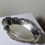Small hollow tray, silver-plated brass cup, antique rococo style