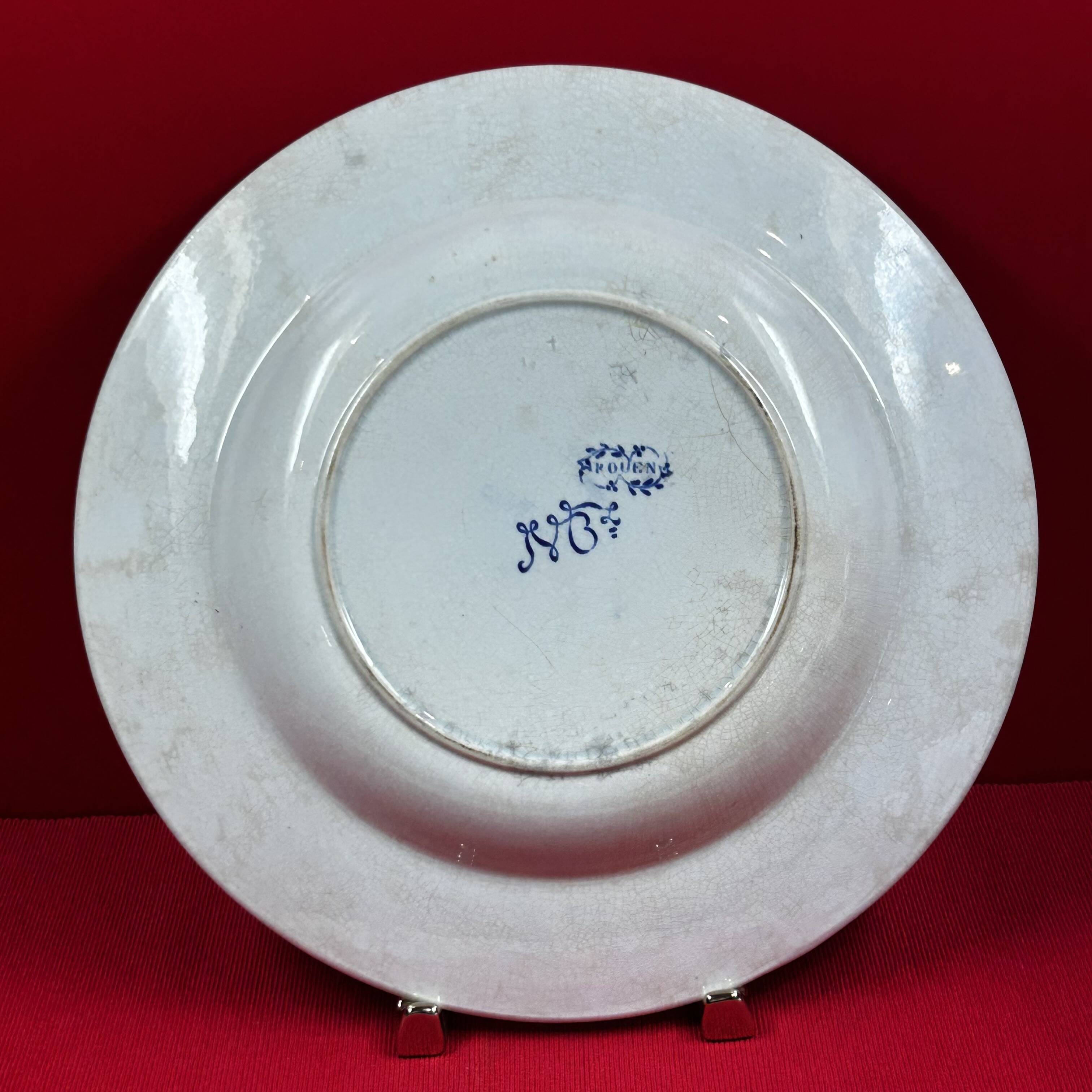 Large Deep Round Dish Decorated in Rouen Blue & White by Jules Vieillard 19th Century - 3