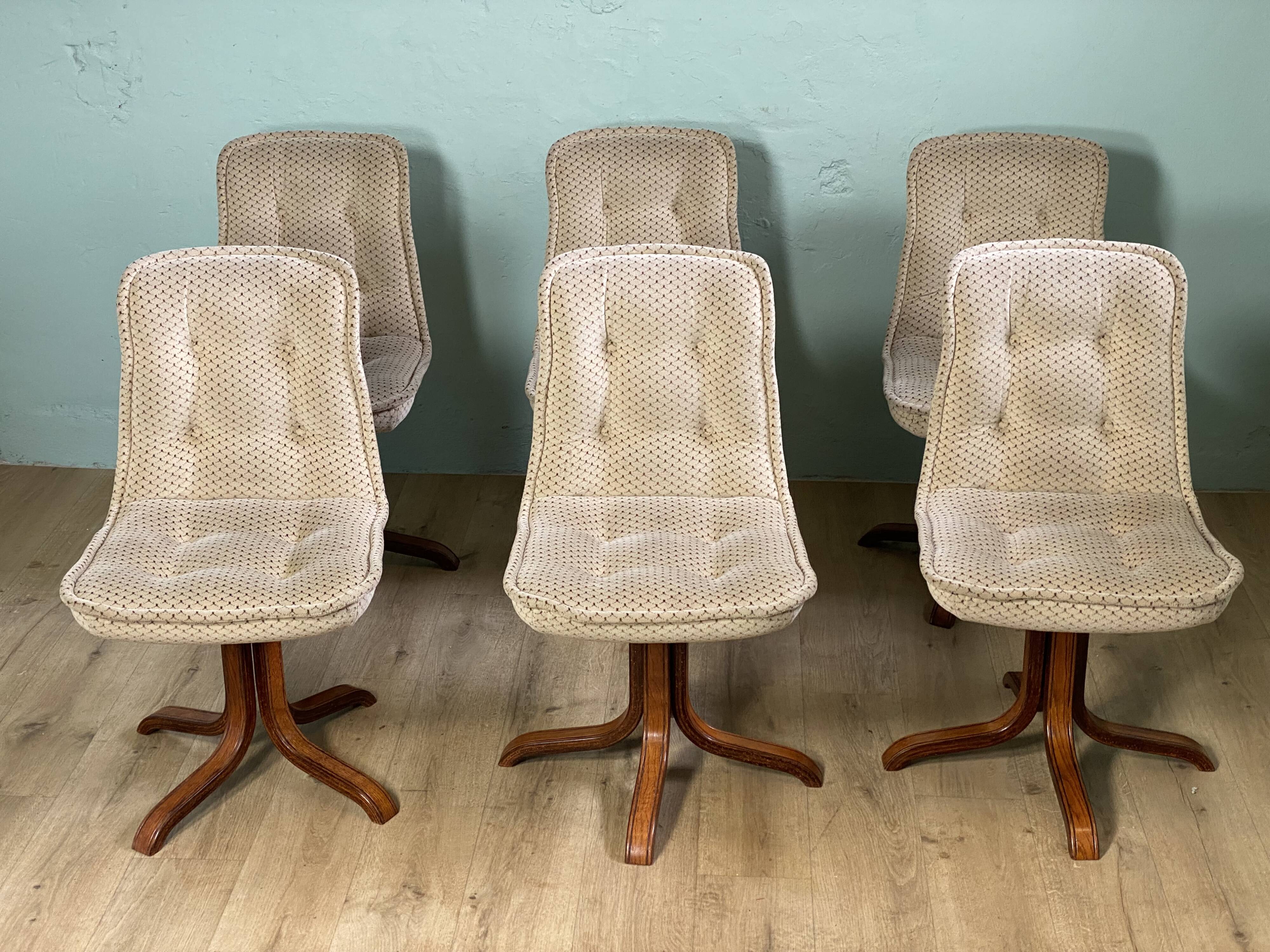 6 Swivel Bucket Chairs Scandinavian Design Vintage 60 70