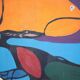 Large painting on canvas by Yves Navarre, Cartridge Handsome Bridge, wall decoration.