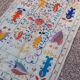 White suzani kilim rug with embroidered colorful patterns