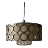 Scandinavian ceiling lamp from the 1970s, metal and opaline