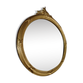 Miroir rond à fronton cadre bronze