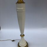 1960s laurel greek key ceramic brass table lamps hollywood regency neoclassical