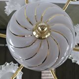 Lustre en céramique, laiton et verre de Murano des années 1970