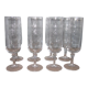 8 champagne flutes in crystal engraved in relief model Matignon