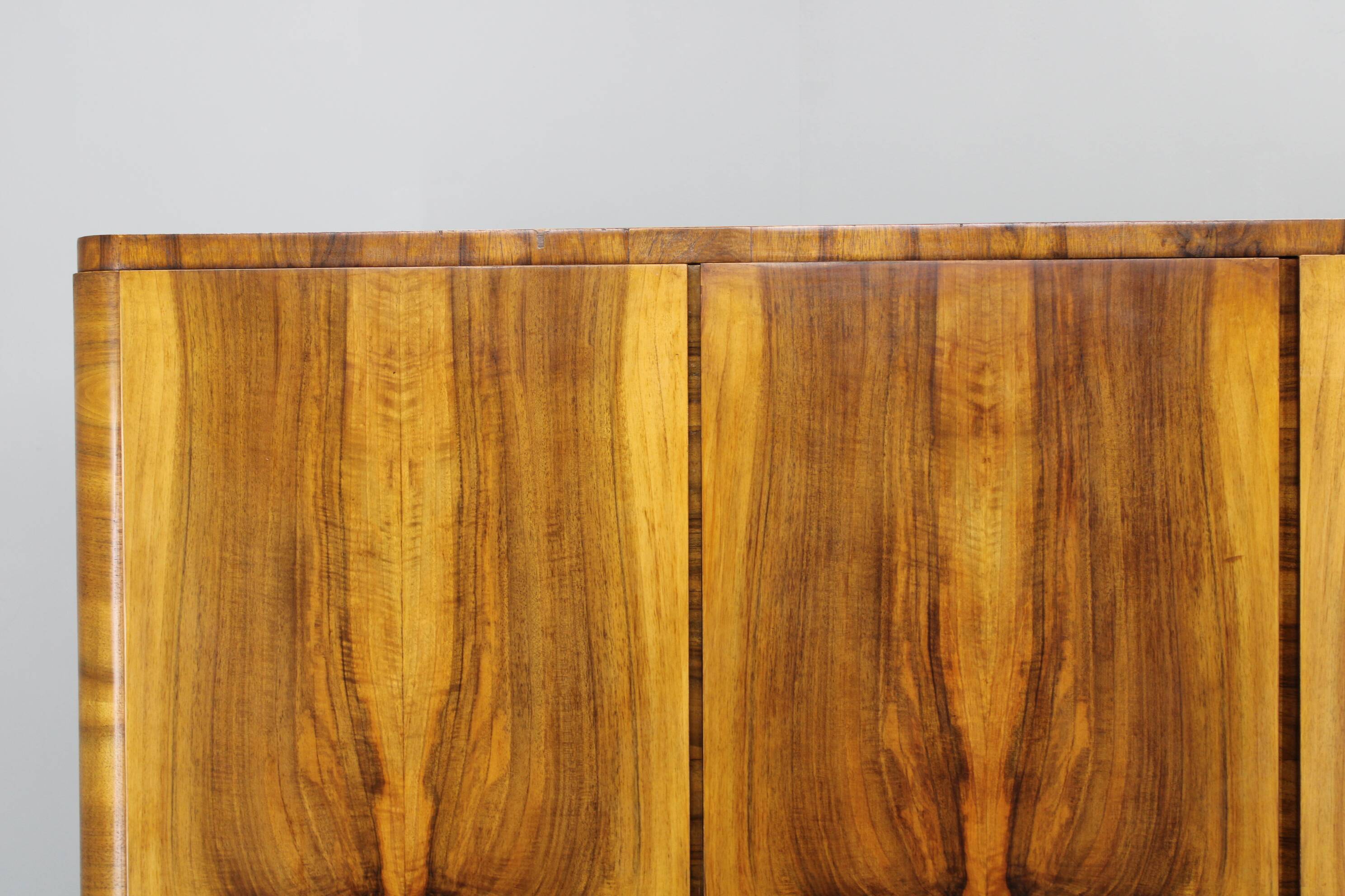 1930s Bauhaus Wardrobe by Vichr & Spol in walnut Finish, Czechoslovakia