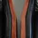 Set of 2 Art Deco design armchairs in black cowhide leather