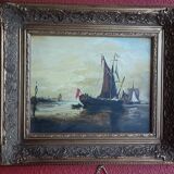 Old painting, signed seascape, late 19th century