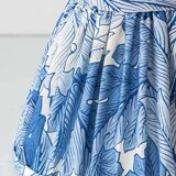 Neoclassical blue ceramic table lamp, pleated William Morris Acanthus shade.