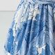 Neoclassical blue ceramic table lamp, pleated William Morris Acanthus shade.