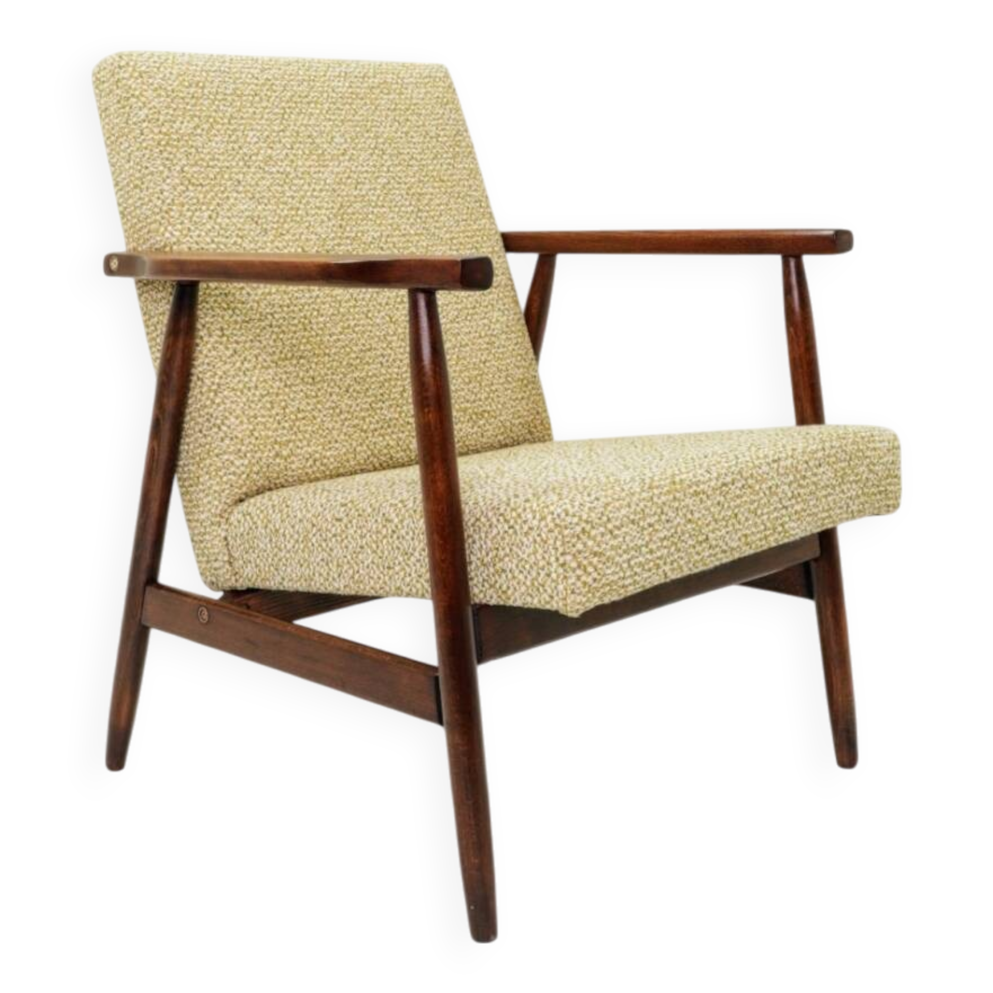 Fauteuil vintage vert en tissu à motifs modernes du milieu du siècle, années 1970, Pologne