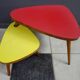 1958 side table unit in red and yellow