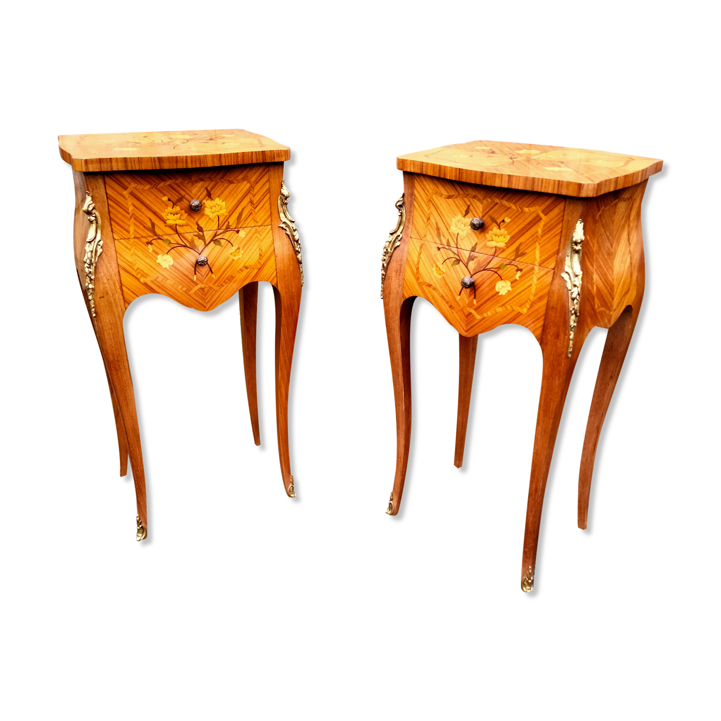 Paire de chevets marqueterie style louis xv