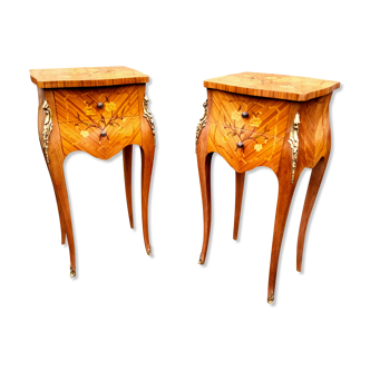 Paire de chevets marqueterie style louis xv