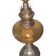 Electrified kerosene lamp art-deco- regulated silver and tinted glass with its original lampshade