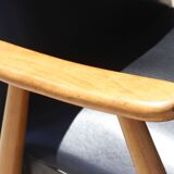 Pair of Scandinavian armchairs in solid beech & skaï, 1950s