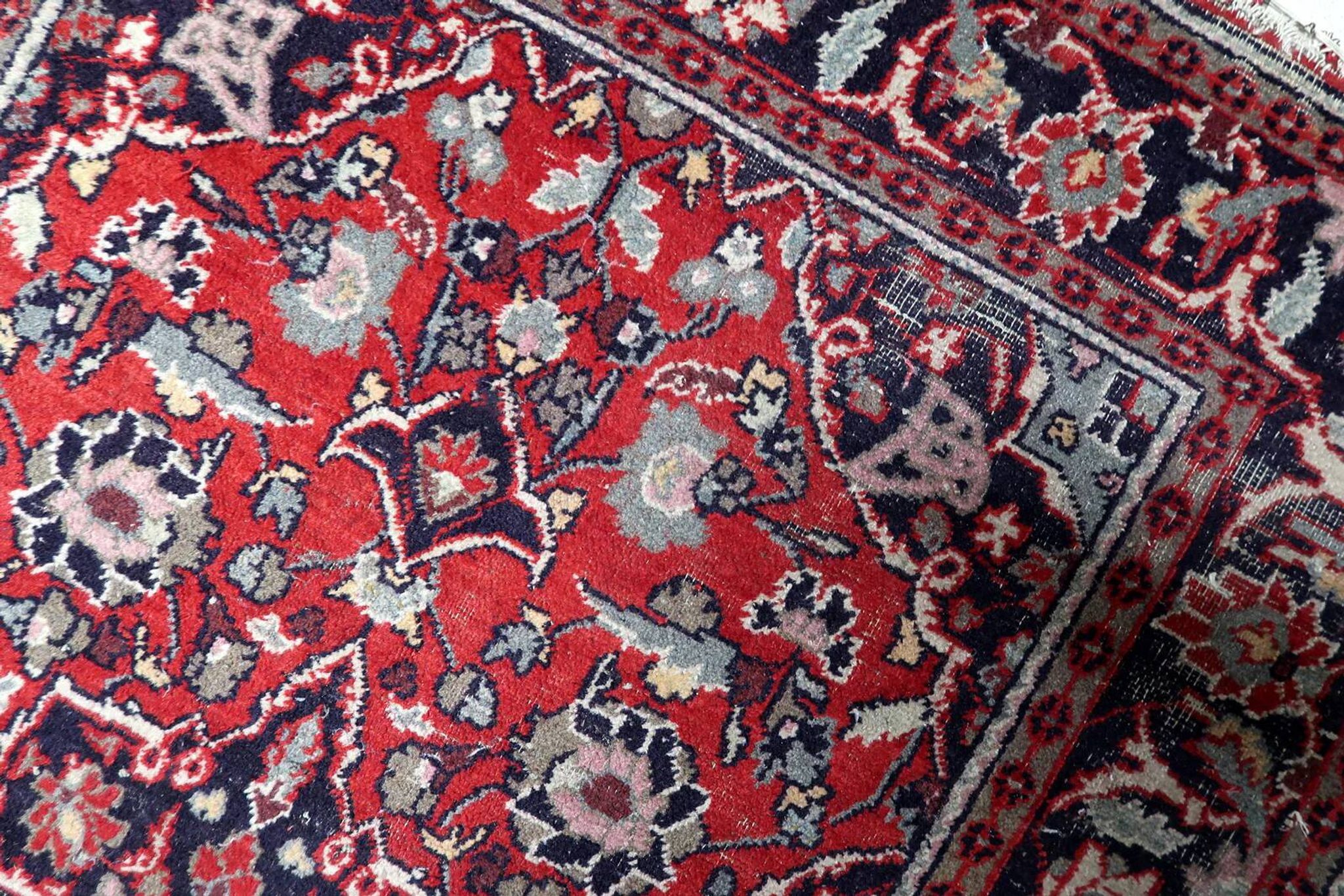 Handmade vintage Persian Hamadan rug 132cm x 196cm, 1950s