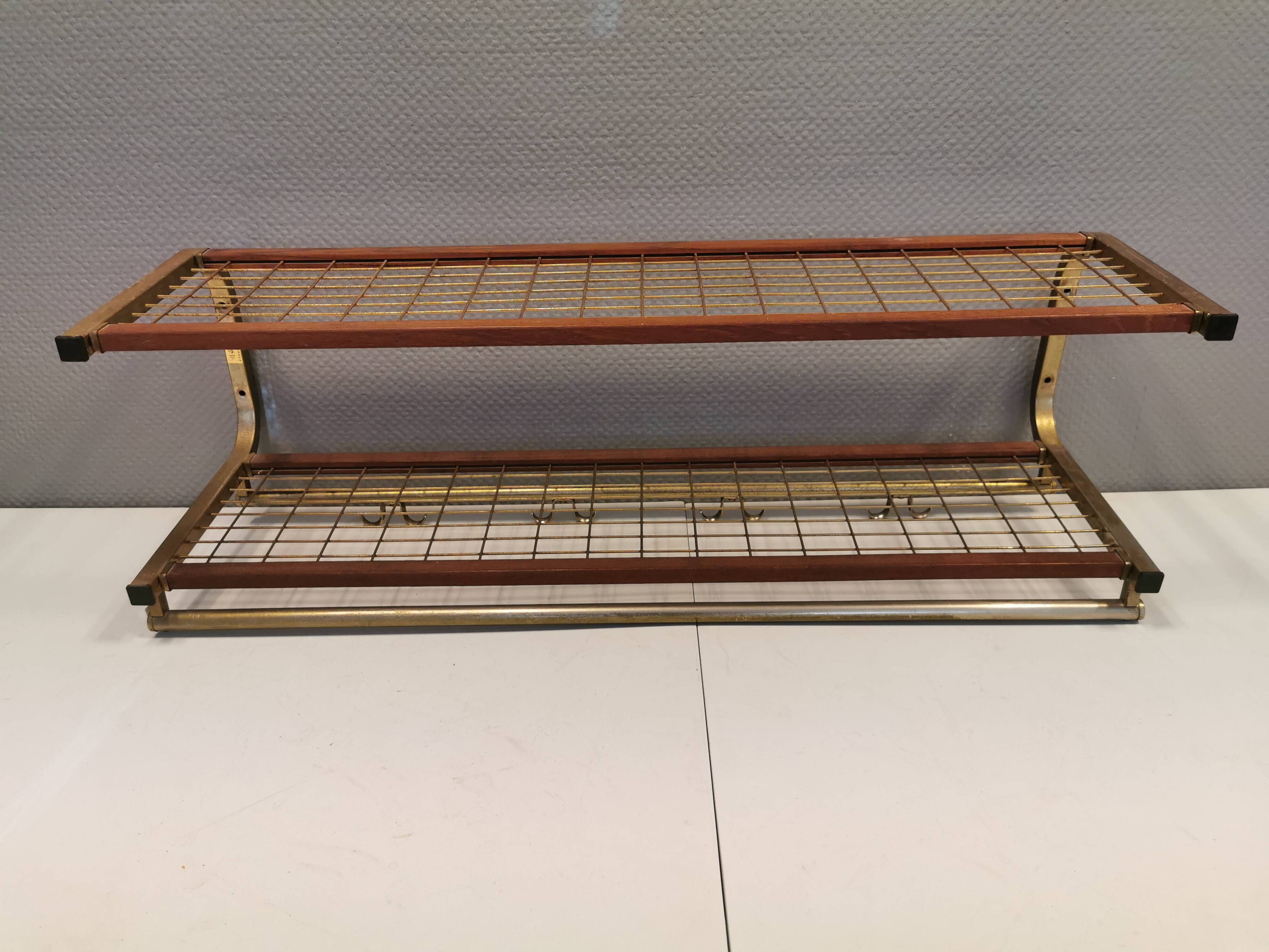 Vintage hat rack, wall-mounted clothes rack, produced in Sweden in the 1960s by Isakssons Habo