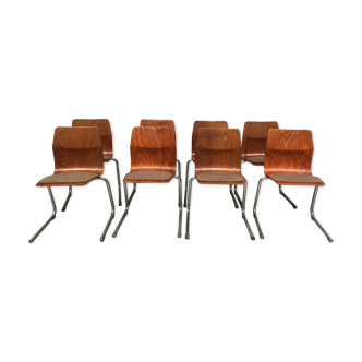 Series of 8 vintage retro stackable chairs FLOTOTTO PAGHOLZ by Adam Stegner 1960 1970