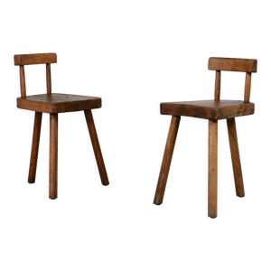 Paire de tabourets tripodes