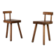 Pair of tripod stools with brutalist backrests, France, circa 1960