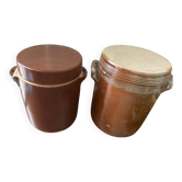 Set of 2 antique stoneware pots