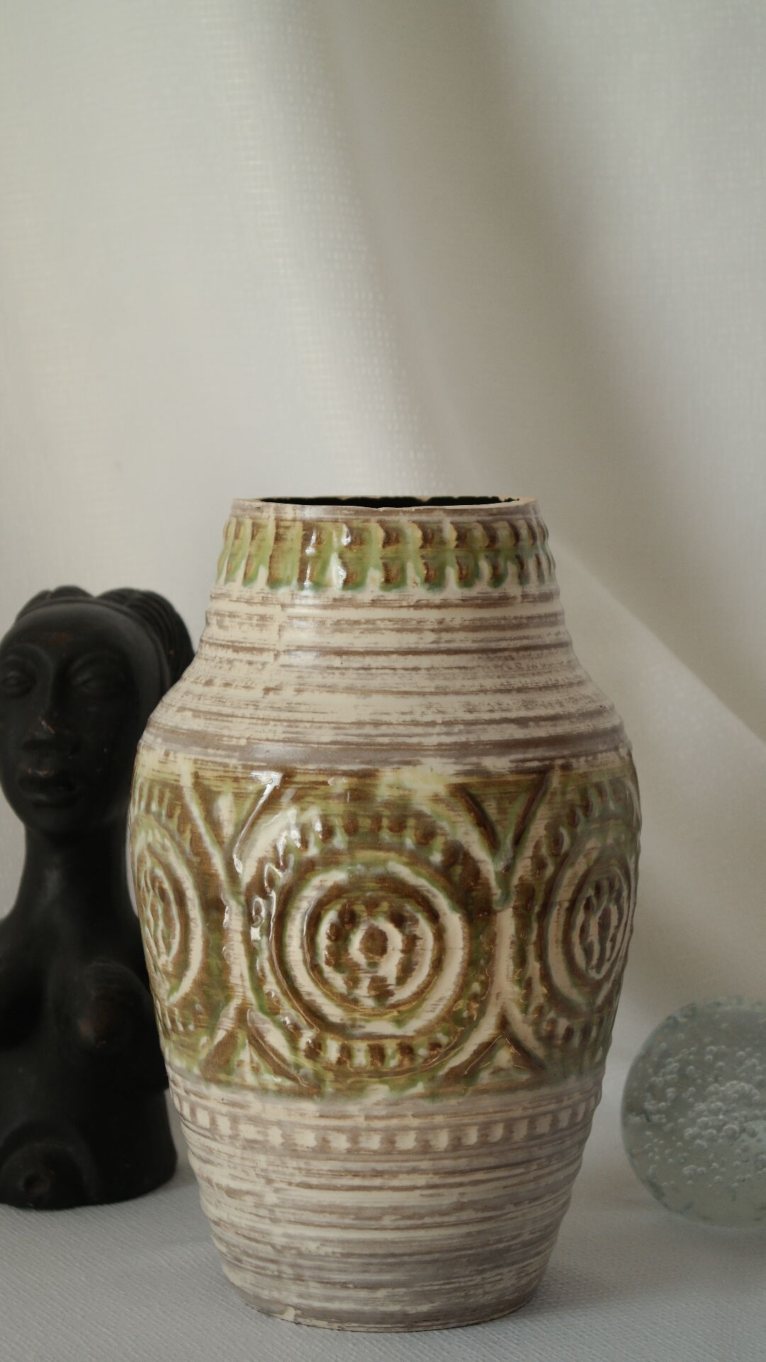 Low relief ceramic vase West Germany 1950