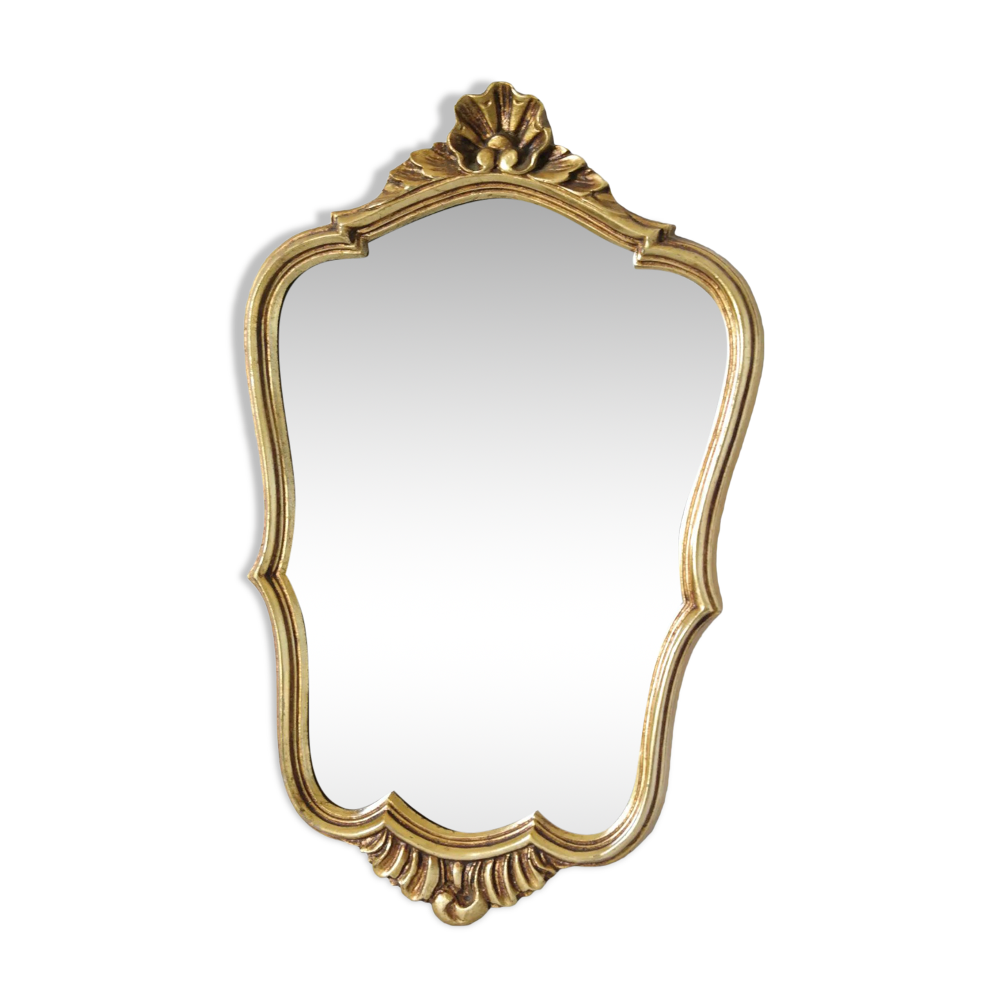 Rocaille mirror Louis XV style gilded with vintage gold leaf
