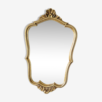 Miroir Rocaille style Louis XV doré à la feuille d'or vintage